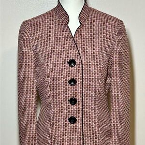 Le Suit Women's Red Tweed Blazer with Black Trim